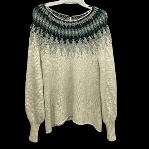 Free People Fair Isle Neckline Fuzzy Sweater Misses size XS